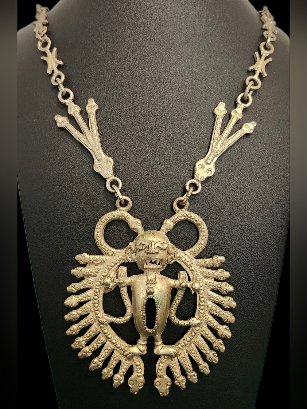 Vtg Tiahuanaco Jewels Bolivia Deity Statement Necklace